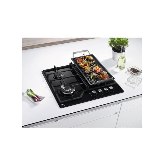 Electrolux KGG6436K Piano Cottura a Gas on Glass 4 Zone Bruciatore Wok multicorona 60 cm Nero