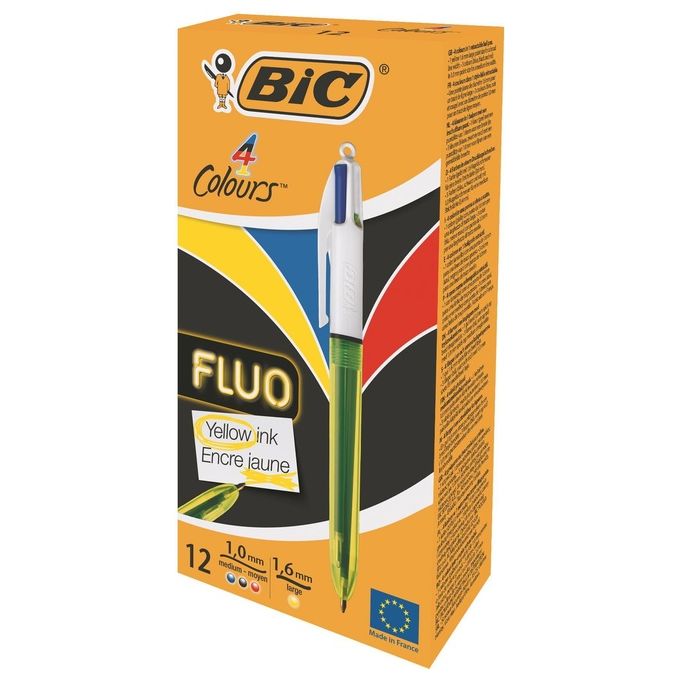 Bic 933948 Confezione 12 Penne 4 Colour Fluo