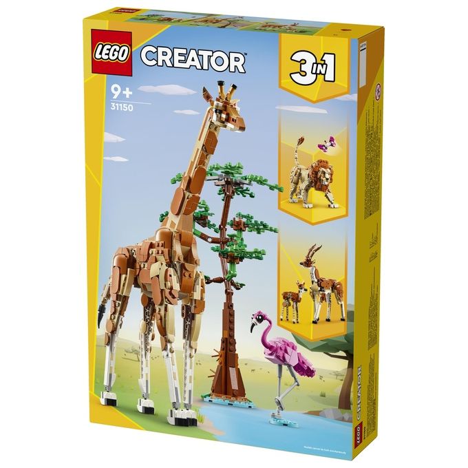 LEGO Creator 31150 3in1 Animali del Safari, Giocattolo Trasformabile da Giraffa in 2 Gazzelle o Leone , Giochi per Bambini 9+