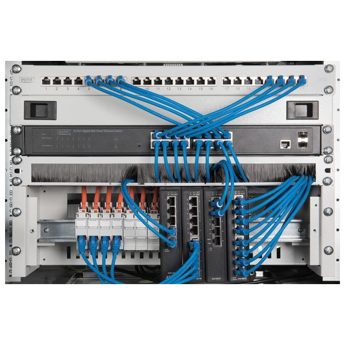 Digitus Supporto Guida Din 3U 135x480x150mm con Din Rail 35x390mm Grey Ral 7035
