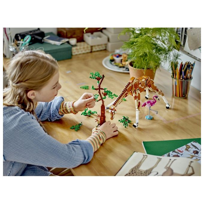 LEGO Creator 31150 3in1 Animali del Safari, Giocattolo Trasformabile da Giraffa in 2 Gazzelle o Leone , Giochi per Bambini 9+