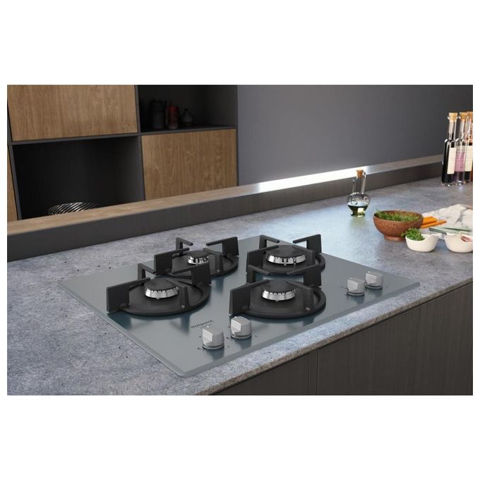Hotpoint HAGD 61S-SL Piano Cottura a Gas 4 Zone 60 cm Argento