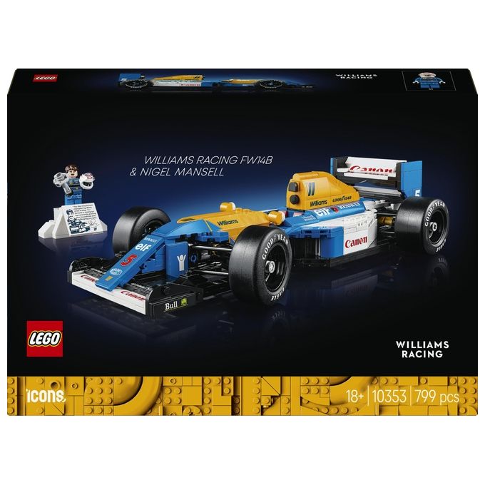 LEGO Icons Williams Racing FW14B e Nigel Mansell - Modellino di Auto F1 da Costruire con Minifigure del Pilota da Collezione, Trofeo e Supporto da Esposizione, Idea Regalo Adulti, Uomo o Donna 10353