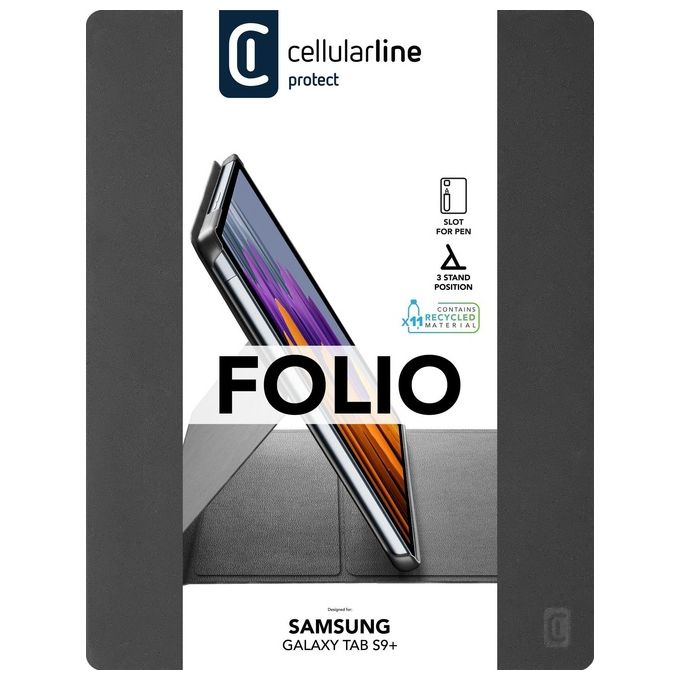 Cellular Line Custodia Tablet per Samsung Folio Galaxy Tab S9 Nero