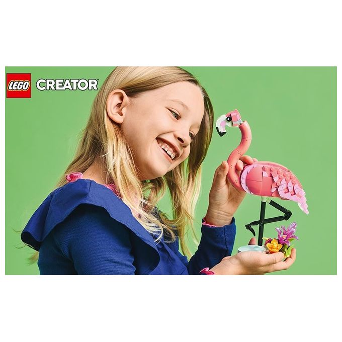 LEGO Creator 3 in 1 Animali Selvatici: Fenicottero Rosa Giocattolo - Si Trasforma in Uccello Cacatua o in Axolotl - Animali da Costruire per Bambini e Bambine da 8 Anni - Regalo di Compleanno 31170