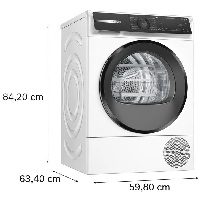 Bosch WQH245A0IT Asciugatrice 9 Kg Classe A con Pompa di Calore Profondita' 60 cm Auto Dry colore Bianco
