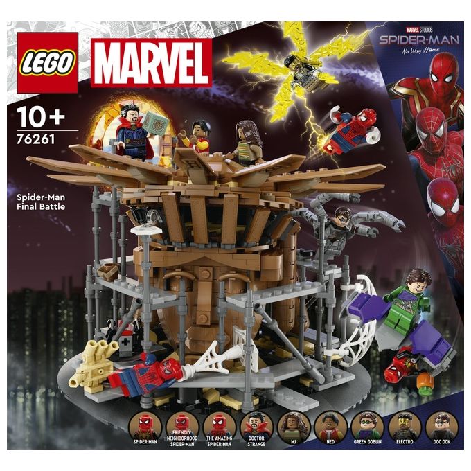 LEGO Marvel 76261 La Battaglia Finale di Spider-Man, Ricrea la Scena di Spider-Man: No Way Home con 3 Minifigure di Peter Parker