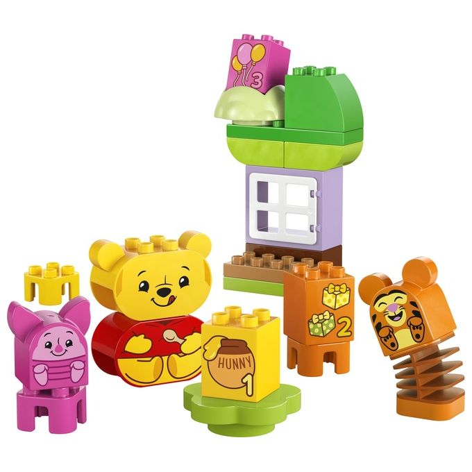 LEGO DUPLO - Disney Festa di Compleanno di Winnie the Pooh - Giocattolo Educativo con Personaggi con Doppio Volto e Casa sull'Albero Giochi Didattici per Bambini e Bambine da 18 Mesi in su - 10457