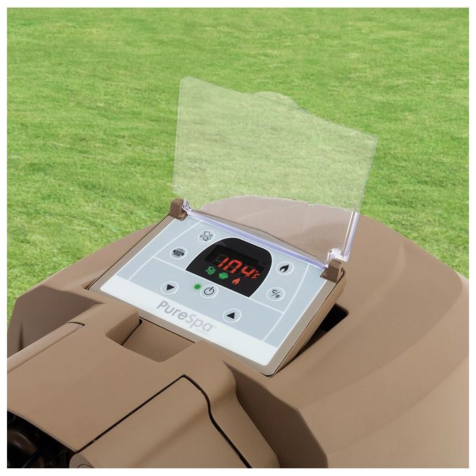 Intex 28476EX PureSpa Vasca Idromassaggio Gonfiabile Bubble Massage con Telo Efficienza Energetica 4 posti 120 Getti Riscaldatore PVC Beige 196x71 cm Con Telo ad Efficienza Energetica 4 posti Beige