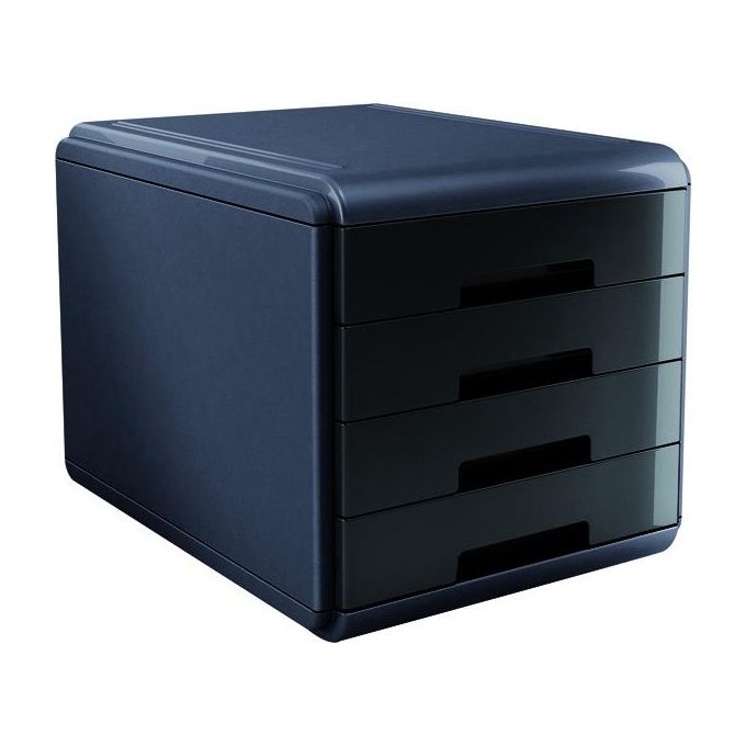 ARDA Cassettiera da Tavolo con 4 Cassetti Colore nero (corpo Grigio)- Misure 29,5x38,5x28,2 cm