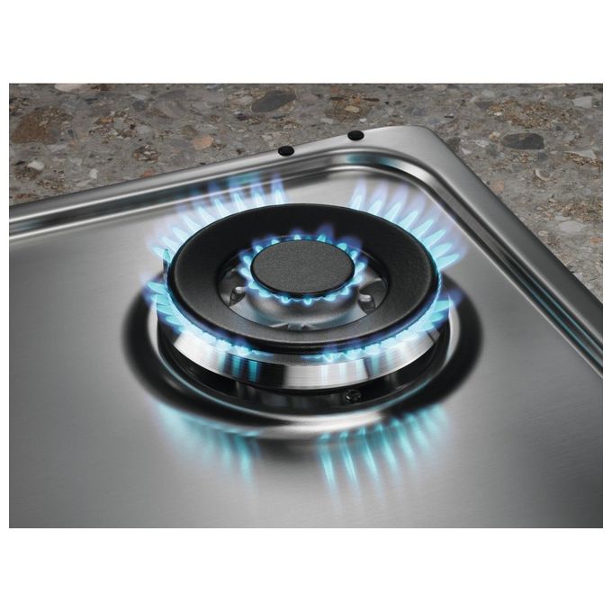 Electrolux EGS6414X Piano Cottura a Gas 4 Fuochi Bruciatore Tripla Corona Comandi Laterali 60 cm Acciaio Inox
