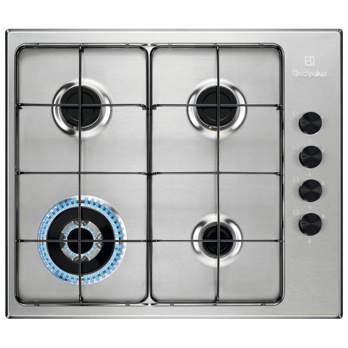 Electrolux EGS6414X Piano Cottura a Gas 4 Fuochi Bruciatore Tripla Corona Comandi Laterali 60 cm Acciaio Inox