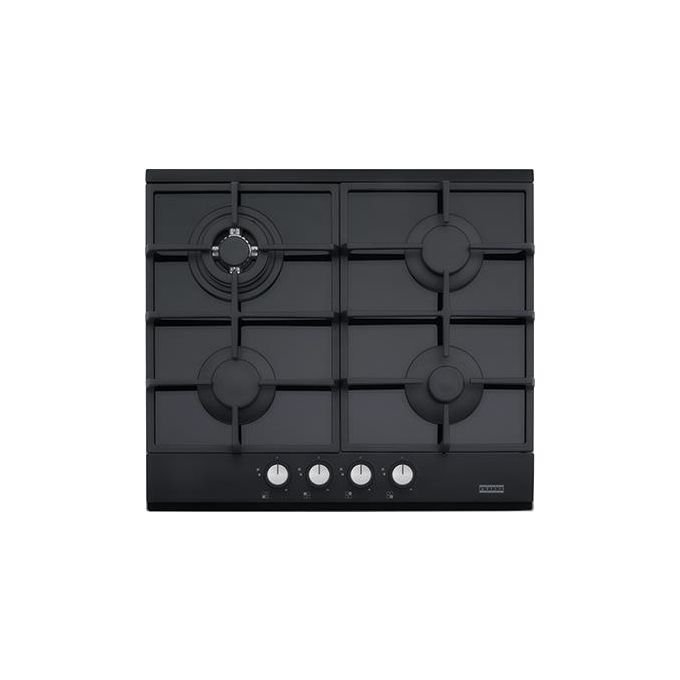 Franke FHNG 604 4G TC BK C Linea Smart Linear Piano Cottura a Gas 4 Zone 1 bruciatore grande Wok Griglie in Ghisa 60 cm Cristallo Nero 106.0490.177