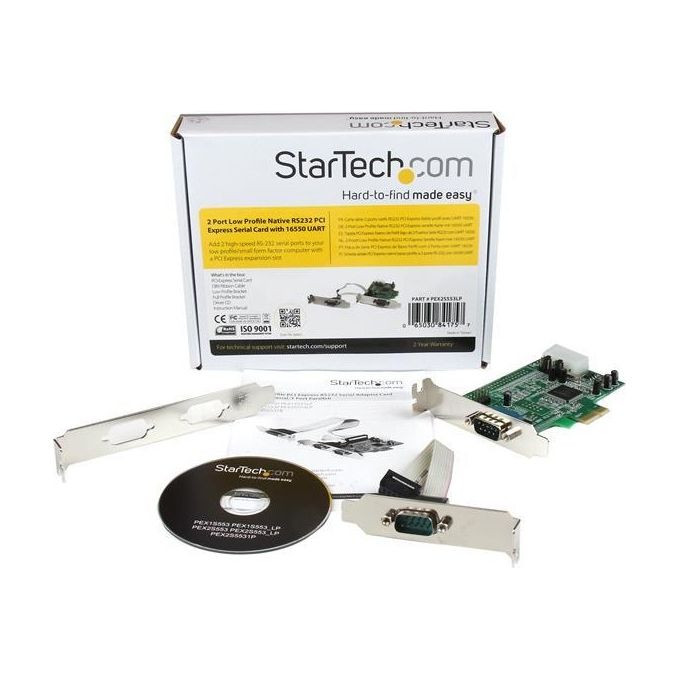 StarTech Scheda PCI Express seriale nativa basso profilo a 2 porte RS-232 con 16550 UART
