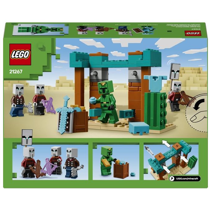 LEGO Minecraft Pattuglia nel Deserto della Bestia Gioco di Ruolo per Bambini e Bambine da 7 Anni in su con 4 Personaggi del Videogioco Funzione Spara Missili Armi Giocattolo e Tesoro 21267