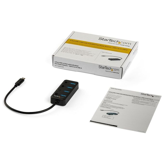 Startech Hub Usb-C a 4 Porte 4x Usb-A con Switch On-Off Individuale