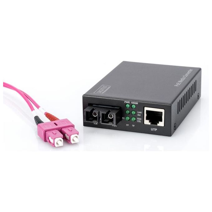 Digitus media converter gigabit poe rj45 connettore sc singlemode pse