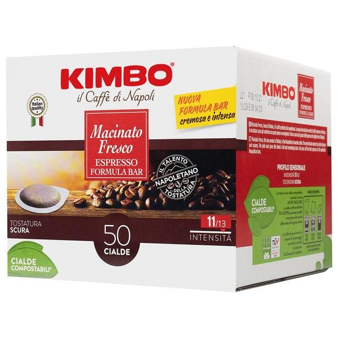 Kimbo Macinato Fresco Cialde Espresso Compostabili ESE 50 Pezzi Intensita' 11-13 Tostatura Scura