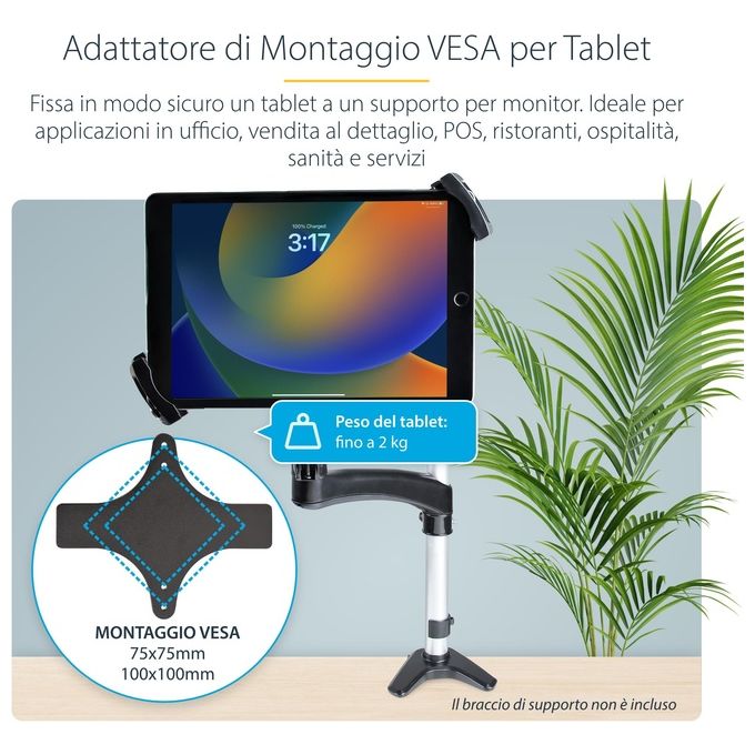 StarTech.com Tablet-vesa-adapter Supporto per Personal Communication Supporto Passivo Tablet-Umpc Nero
