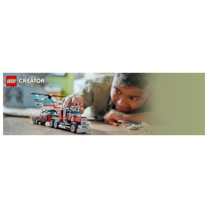LEGO Creator 31146 3in1 Autocarro con Elicottero, Giochi per Bambini 7+ Anni Ricostruibile in Aereo e Cisterna o Auto e SUV