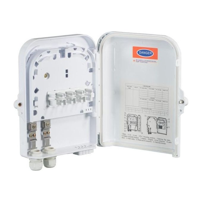 WP Europe WPC-FCB-O0108 Box Ottico IP65 per 8 SC Simplex o LC Duplex con Kit di Montaggio e Coprigiunti Termorestringenti colore Bianco
