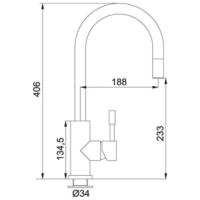 Franke 115.0156.202 Eos Doccia Miscelatore con bocca alta girevole 360° e doccetta estraibile monogetto Acciaio
