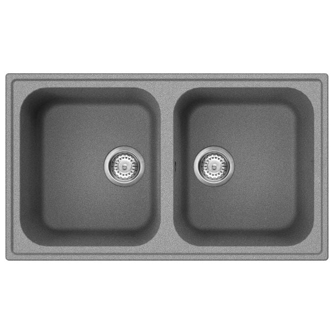 Smeg LZ862CT Rigae Lavello Sintetico da incasso Antibatterico Antigraffio 2 Vasche Cemento 86x50cm LZ862CT