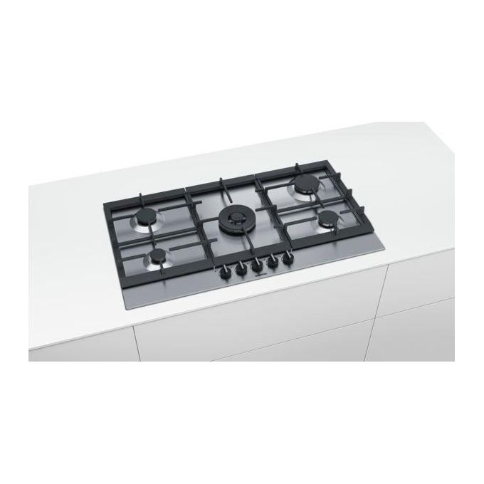 Siemens EC9A5RB90 Linea iQ500 Piano Cottura a Gas 5 Zone StepFlame 9 livelli di potenza Griglie in ghisa  90cm Inox
