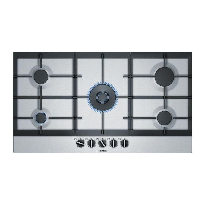 Siemens EC9A5RB90 Linea iQ500 Piano Cottura a Gas 5 Zone StepFlame 9 livelli di potenza Griglie in ghisa  90cm Inox
