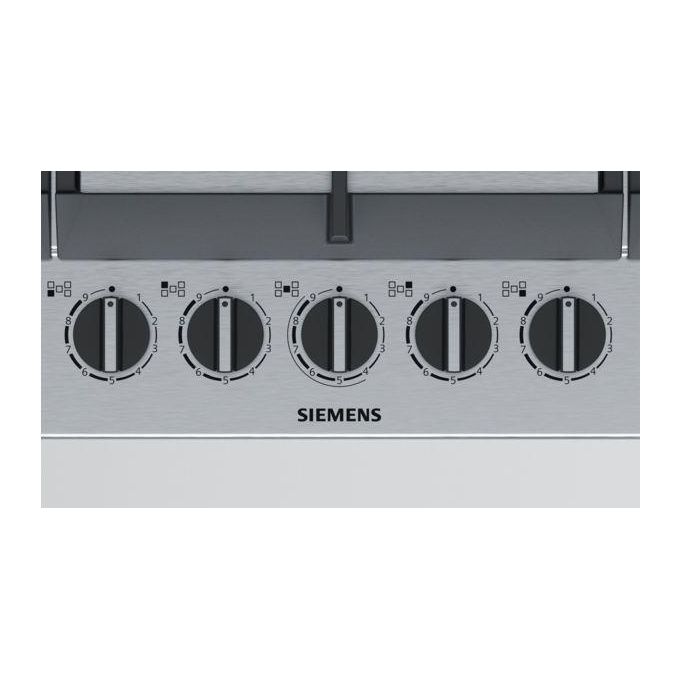 Siemens EC9A5RB90 Linea iQ500 Piano Cottura a Gas 5 Zone StepFlame 9 livelli di potenza Griglie in ghisa  90cm Inox