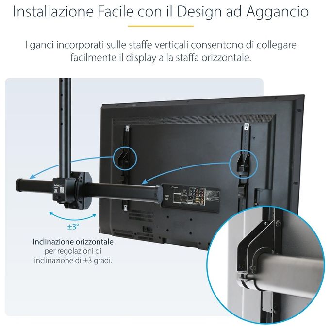 Startech Supporto da Soffitto Regolabile per Tv da 32'' a 70