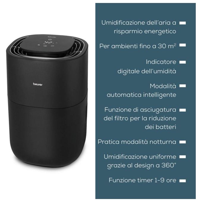 Beurer LB 200 Umidificatore d'Aria Naturale 3 Litri Nero 17W