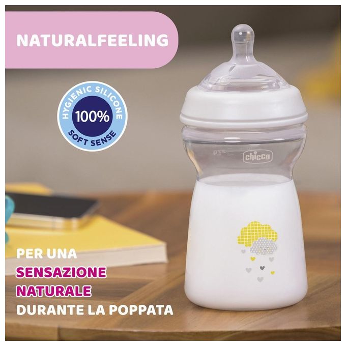 Chicco Biberon Natural Feeling Anticolica 6 Mesi da 330ml Grigio