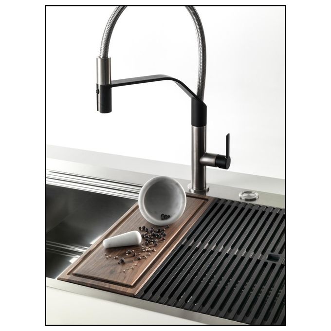 Foster 1034 050 Milanello Workstation Lavello Acciaio Inox spazzolato da incasso Filotop 1 Vasca 80,6x52cm