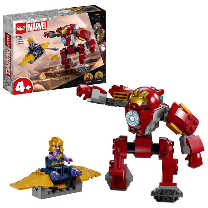 LEGO Marvel 76263 Iron Man Hulkbuster vs. Thanos, Gioco per Bambini 4+ Anni, Action Figure con Aereo Giocattolo e 2 Minifigure