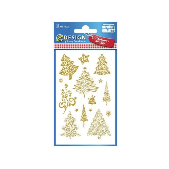 Avery Confezione 2 Fogli Alberi di Natale Oro