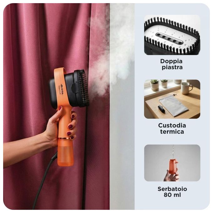 Ariete 4301 Stiratore Verticale 1200w 20g min Serbatoio 80ml Arancio