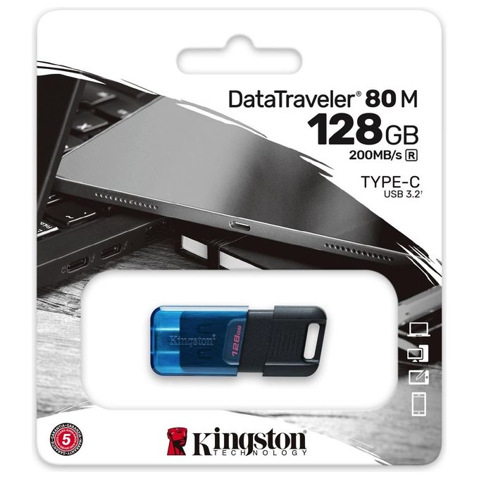 Kingston DataTraveler Flash Drive Usb Type-c 128Gb Read: 200mb-s Ner-Blu