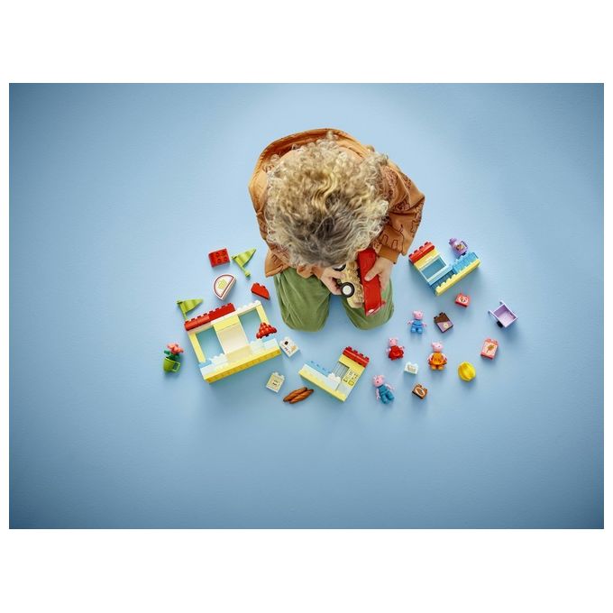 LEGO DUPLO Il Supermercato di Peppa Pig con 4 Personaggi, Set con Macchina Giocattolo e Negozio da Costruire in Mattoncini