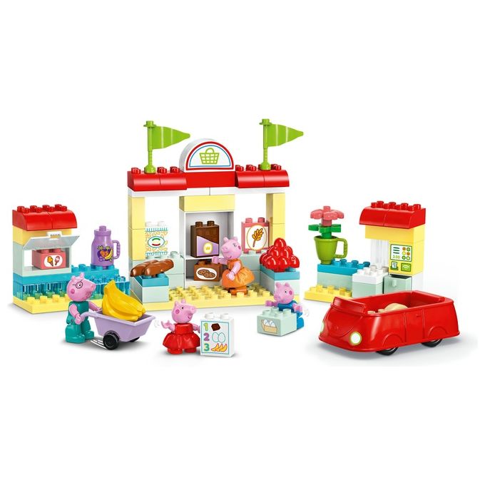 LEGO DUPLO Il Supermercato di Peppa Pig con 4 Personaggi, Set con Macchina Giocattolo e Negozio da Costruire in Mattoncini