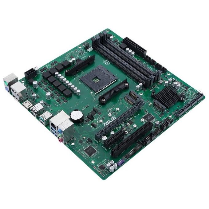 ASUS PRO B550M-C-CSM Scheda Madre microATX, AMD B550, AM4, DDR4, PCI 4.0, LAN Realtek 1Gb, 7.1 Surround, 2xM.2, 4xSATA 6GB-s, USB 3.2 Gen 2, Control Center Express, Verde-Nero