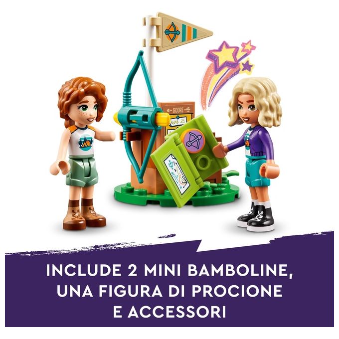 LEGO Friends Tiro con l'Arco al Campo Avventure Giochi Sportivi per Bambine e Bambini da 6 Anni in su con Arco e Frecce Giocattolo 2 Mini Bamboline e un Procione Idee Regalo di Compleanno 42622