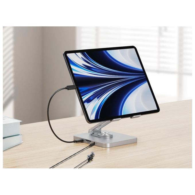 Conceptronic DONN26G Supporto per Tablet con Docking Station USB 3.2 Gen 1 8 in 1
