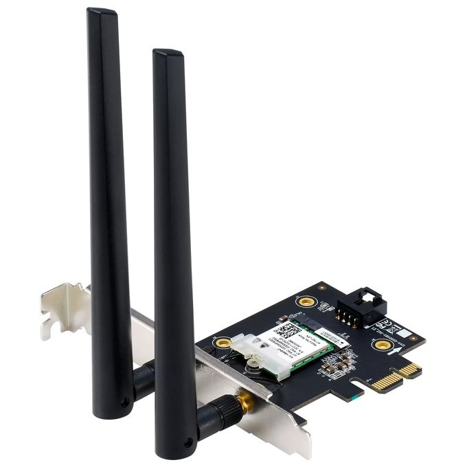 ASUS AXE5400 Adattatore WiFi 6E PCI-E con 2 Antenne Esterne, Supporta Banda 6GHz, 160MHz, Bluetooth 5.2, Sicurezza di Rete WPA3, OFDMA e MU-MIMO, Nero