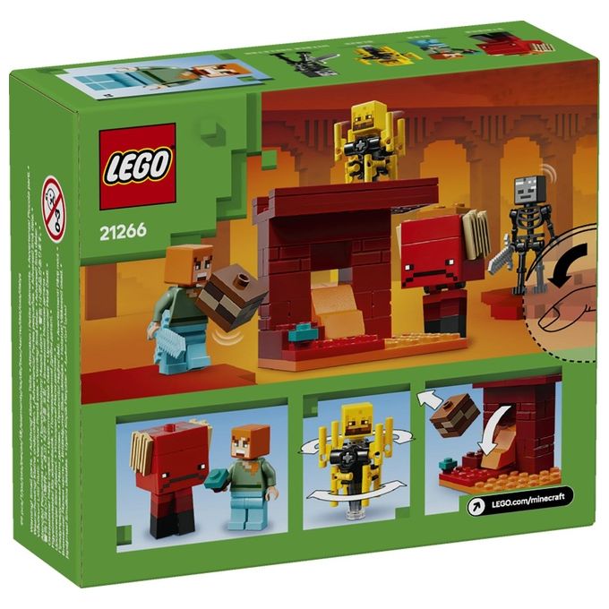 LEGO Minecraft Battaglia sul Ponte del Nether Gioco d'Avventura per Bambini e Bambine da 6 Anni Piccolo Set da Costruire con Funzioni e 4 Personaggi del Videogioco Idea Regalo di Compleanno 21266