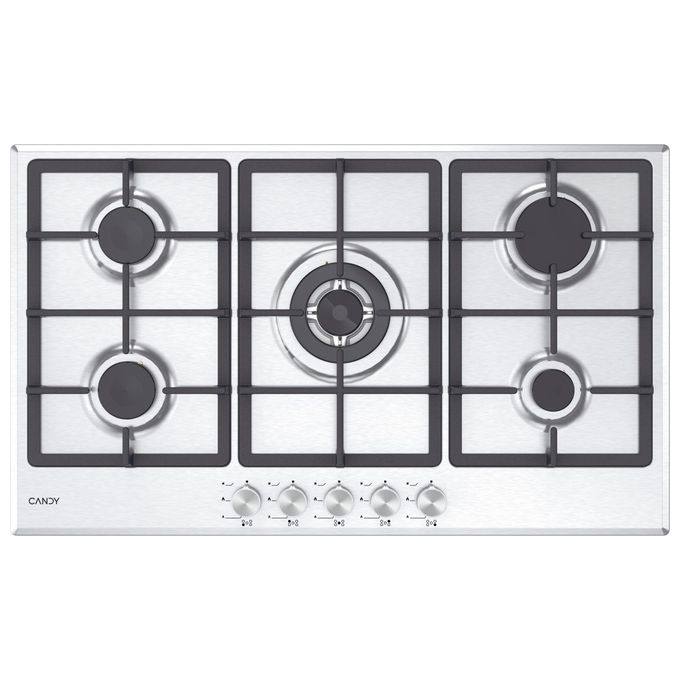 Candy CHG93WX-1 Piano Cottura 5 Fuochi a Gas 86 cm colore Inox Moderna