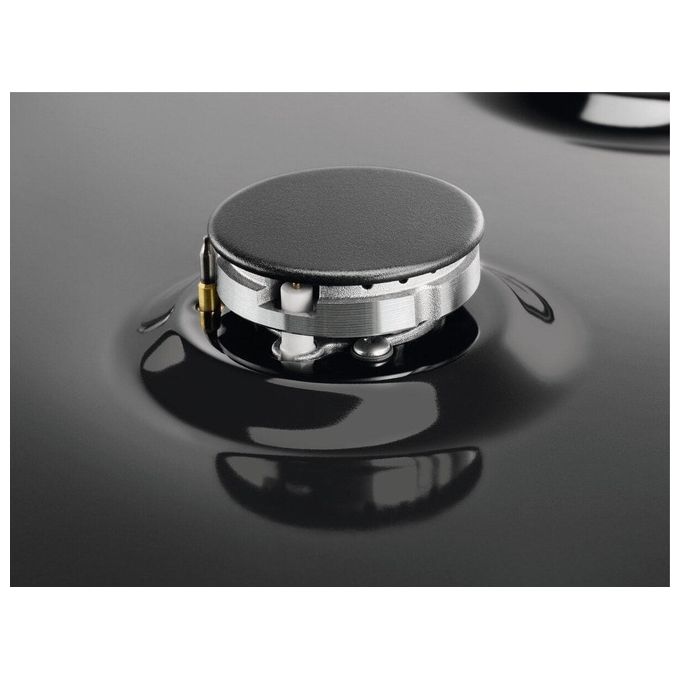Electrolux PN640RUV Rustico Soft Piano cottura a gas 60 cm 4 fuochi bruciatore tripla corona Wok 4000 W Sicurgas colore Nero Ghisa