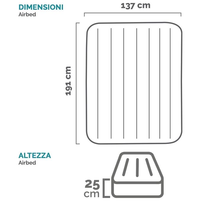 Intex Materasso Piazza e Mezza Classic Downy in Fiber Tech 137X191X25 cm per un Comfort Ottimale al Campeggio