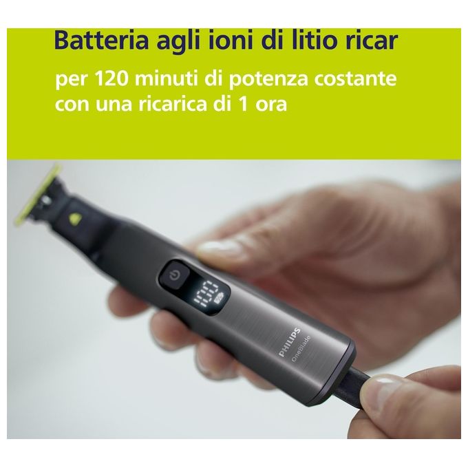 Philips QP6652 OneBlade Pro 360 Regolabarba Face Body uso Bagnato e Secco 20 livelli autonomia 120 min colore Cromo