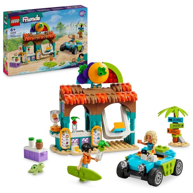 LEGO Friends Bancarella dei Frullati sulla Spiaggia Giochi Educativi per Bambine e Bambini da 6 Anni con 2 Mini Bamboline una Tartaruga un Buggy da Costruire e Cibo Giocattolo Idea Regalo 42625